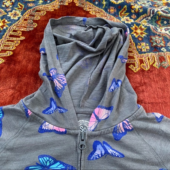SO Authentic American Heritage Grey Butterfly Light Sweatshirt Hoodie Front Zip - Picture 6 of 10